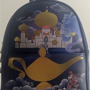 Magic Lamp Aladdin-Themed Mini Backpack Loungefly - Navy & Gold